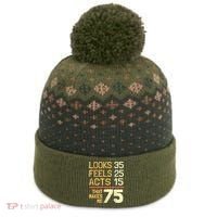 Hilarious 75th Birthday Present Idea I 75 Years The Baniff Cuffed Pom Beanie thumb 0