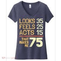 Hilarious 75th Birthday Present Idea I 75 Years Women's V-Neck T-Shirt thumb 0
