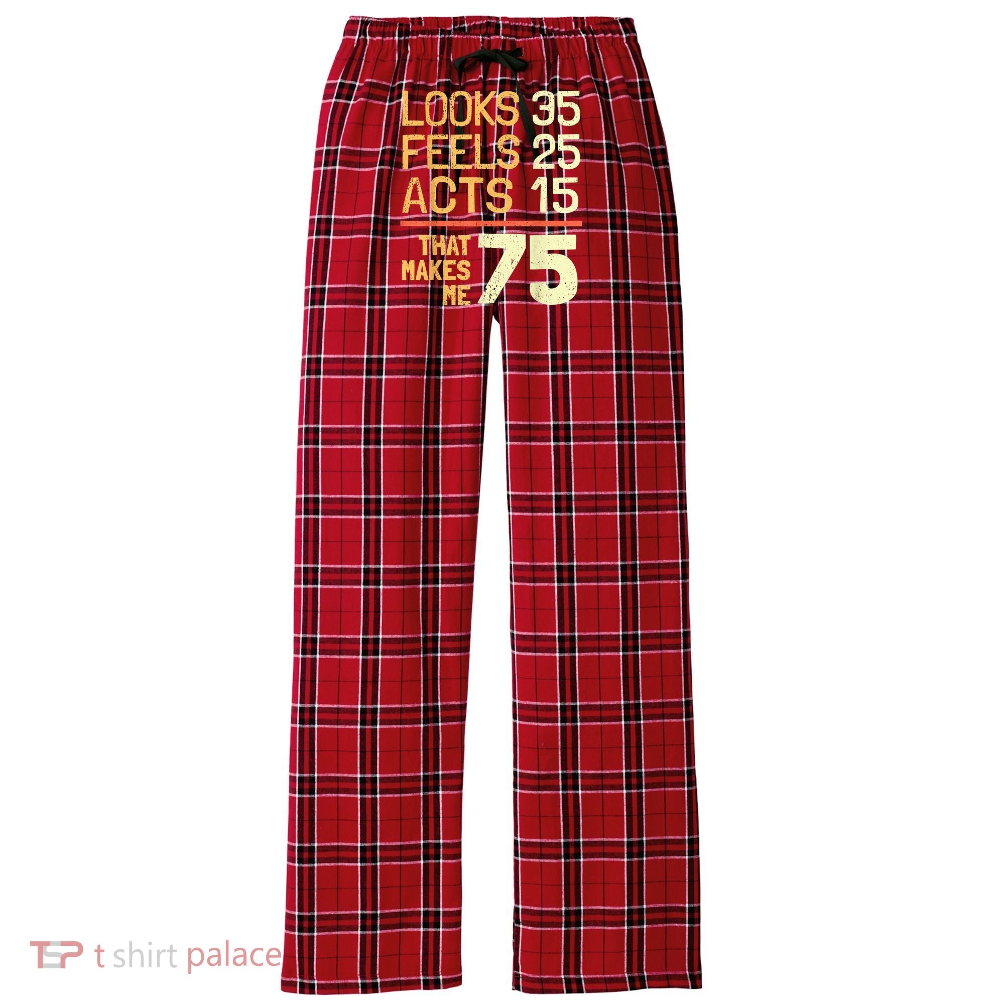Hilarious 75th Birthday Present Idea I 75 Years Women's Flannel Plaid Pajama Pants