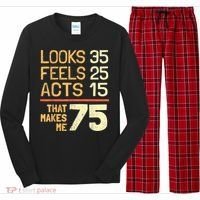 Hilarious 75th Birthday Idea I 75 Years Long Sleeve Pajama Set thumb 0