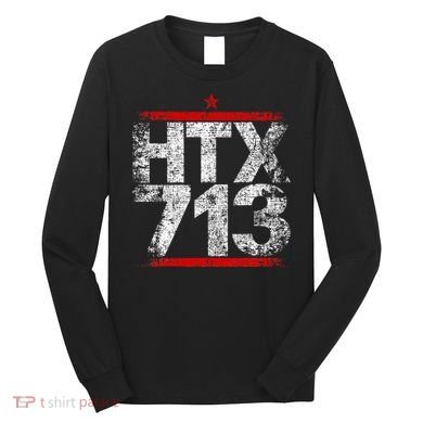 Htx 713 Houston Strong Htown Distressed Vibe Houston Texas Long Sleeve Shirt