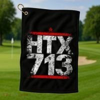 Htx 713 Houston Strong Htown Distressed Vibe Houston Texas Golf Towel thumb 1