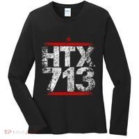 Htx 713 Houston Strong Htown Distressed Vibe Houston Texas Women's Long Sleeve Shirt thumb 0