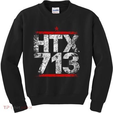Htx 713 Houston Strong Htown Distressed Vibe Houston Texas Kids Sweatshirt