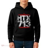 Htx 713 Houston Strong Htown Distressed Vibe Houston Texas Kids Hoodie thumb 4