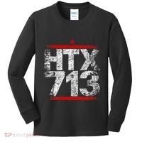 Htx 713 Houston Strong Htown Distressed Vibe Houston Texas Kids Long Sleeve Shirt thumb 0