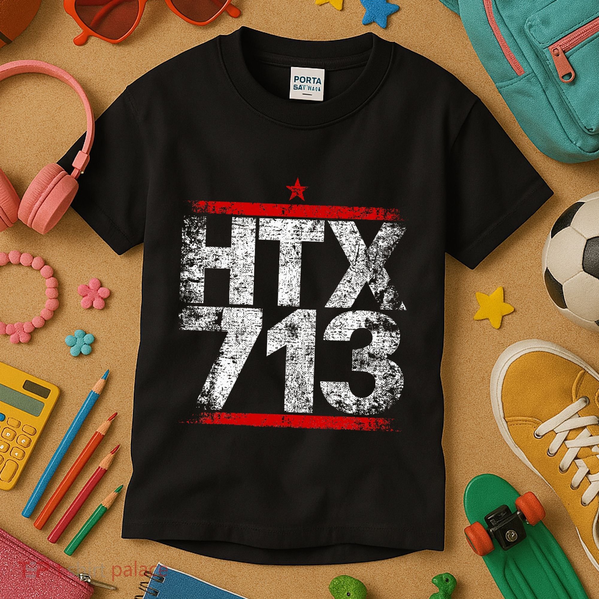 Htx 713 Houston Strong Htown Distressed Vibe Houston Texas Kids T-Shirt