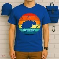 Hedgehog 70's Style Vintage Retro Sunset Hedgie Gift Great Gift T-Shirt thumb 6