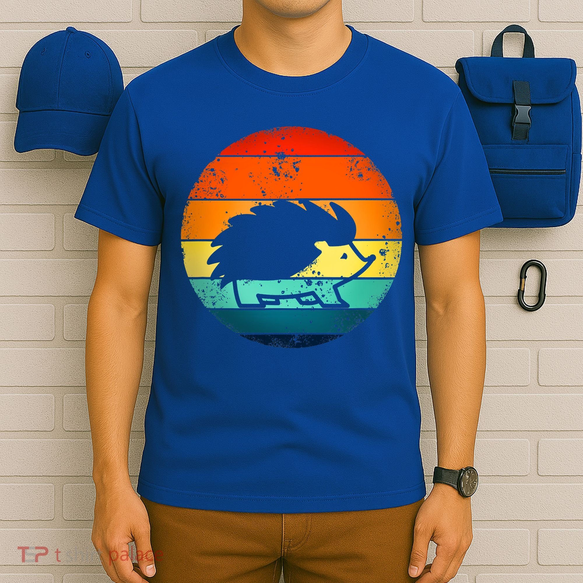 Hedgehog 70's Style Vintage Retro Sunset Hedgie Gift Great Gift T-Shirt