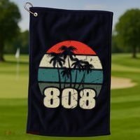 Hawaii 808 Oahu Waikiki Maui Kona Kauai Hawaiian Area Code Golf Towel thumb 1