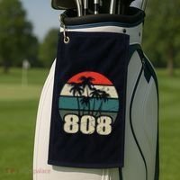Hawaii 808 Oahu Waikiki Maui Kona Kauai Hawaiian Area Code Golf Towel thumb 2