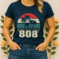 Hawaii 808 Oahu Waikiki Maui Kona Kauai Hawaiian Area Code Women's T-Shirt thumb 2