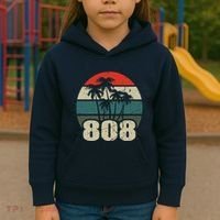 Hawaii 808 Oahu Waikiki Maui Kona Kauai Hawaiian Area Code Kids Hoodie thumb 3