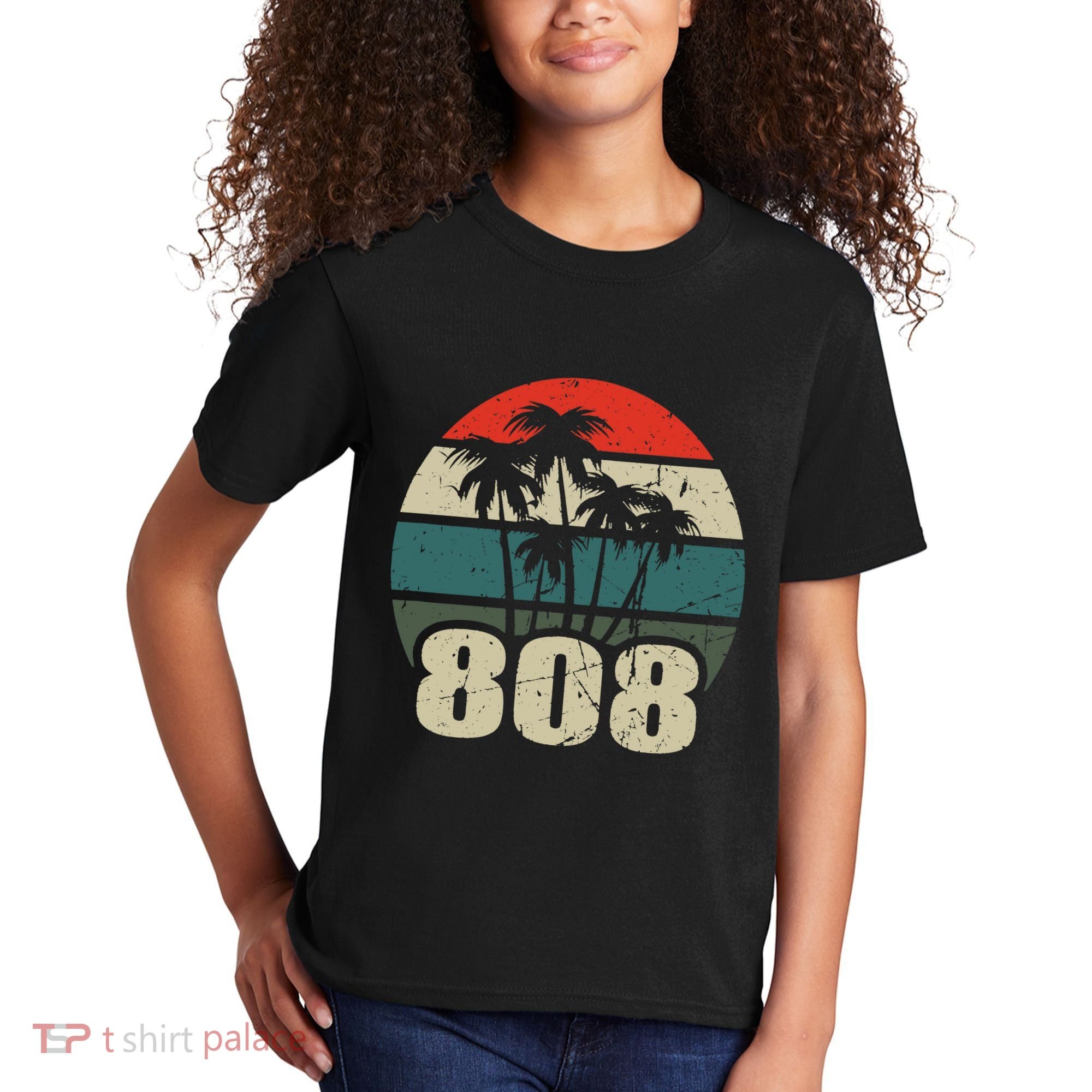 Hawaii 808 Oahu Waikiki Maui Kona Kauai Hawaiian Area Code Kids T-Shirt