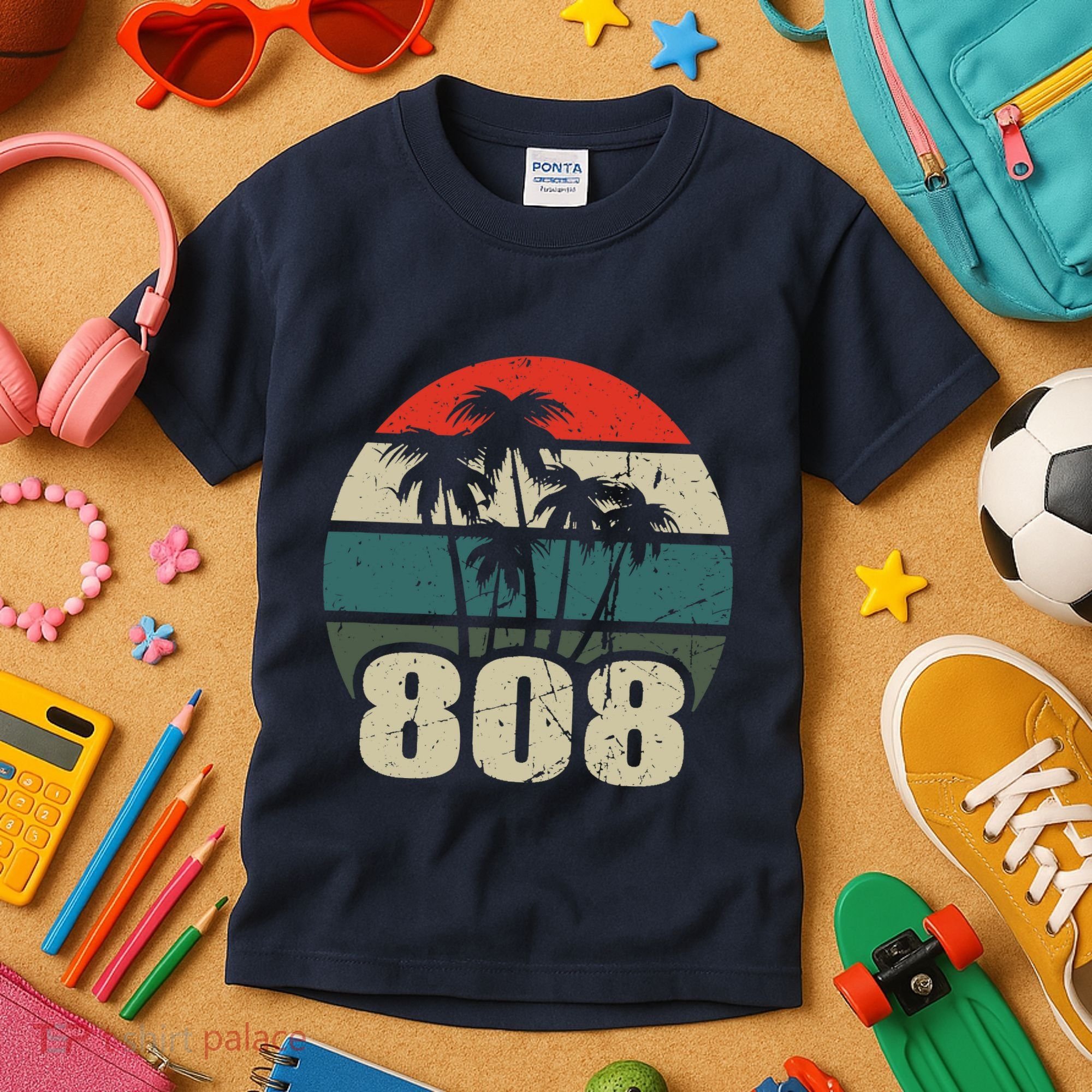 Hawaii 808 Oahu Waikiki Maui Kona Kauai Hawaiian Area Code Kids T-Shirt