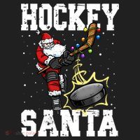 Hockey 812 Santa Hockey Player Christmas Gift Beanie thumb 2