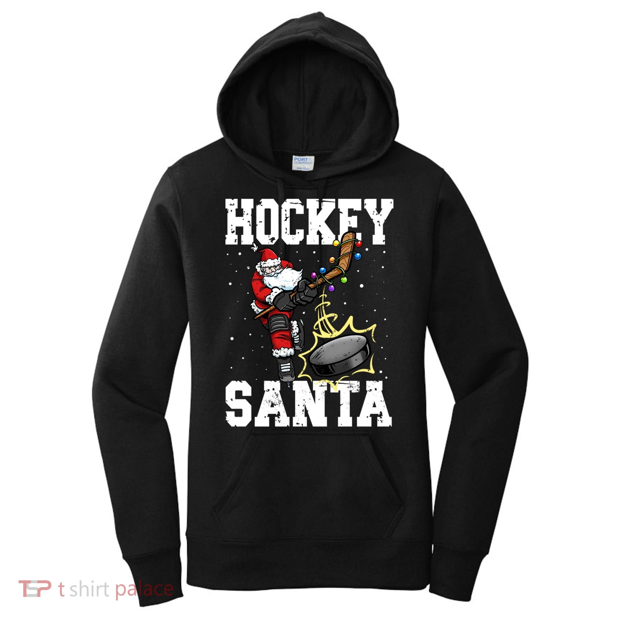 Hockey 812 Santa Hockey Player Christmas Gift Women's Hoodie
