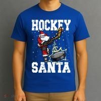Hockey 812 Santa Hockey Player Christmas Gift T-Shirt thumb 3