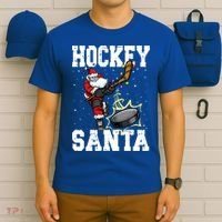 Hockey 812 Santa Hockey Player Christmas Gift T-Shirt thumb 6