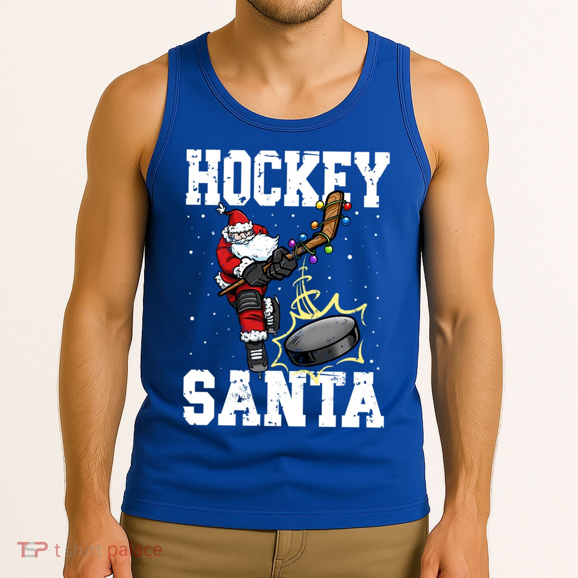 Hockey 812 Santa Hockey Player Christmas Gift Tank Top