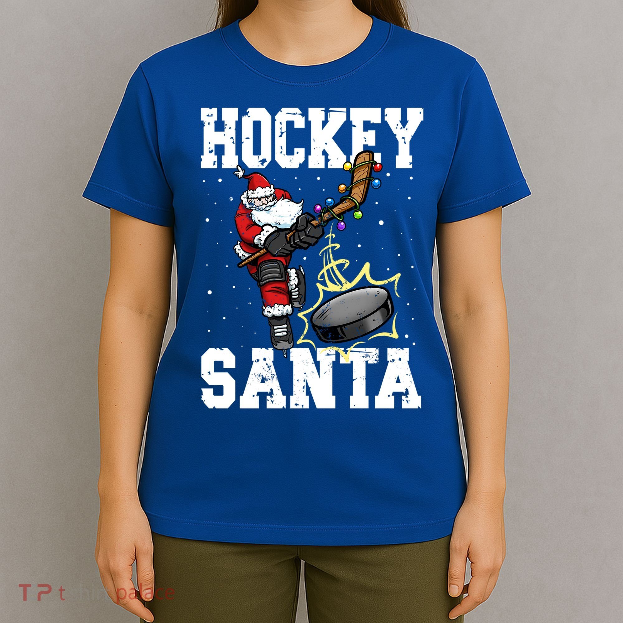 Hockey 812 Santa Hockey Player Christmas Cool Gift T-Shirt