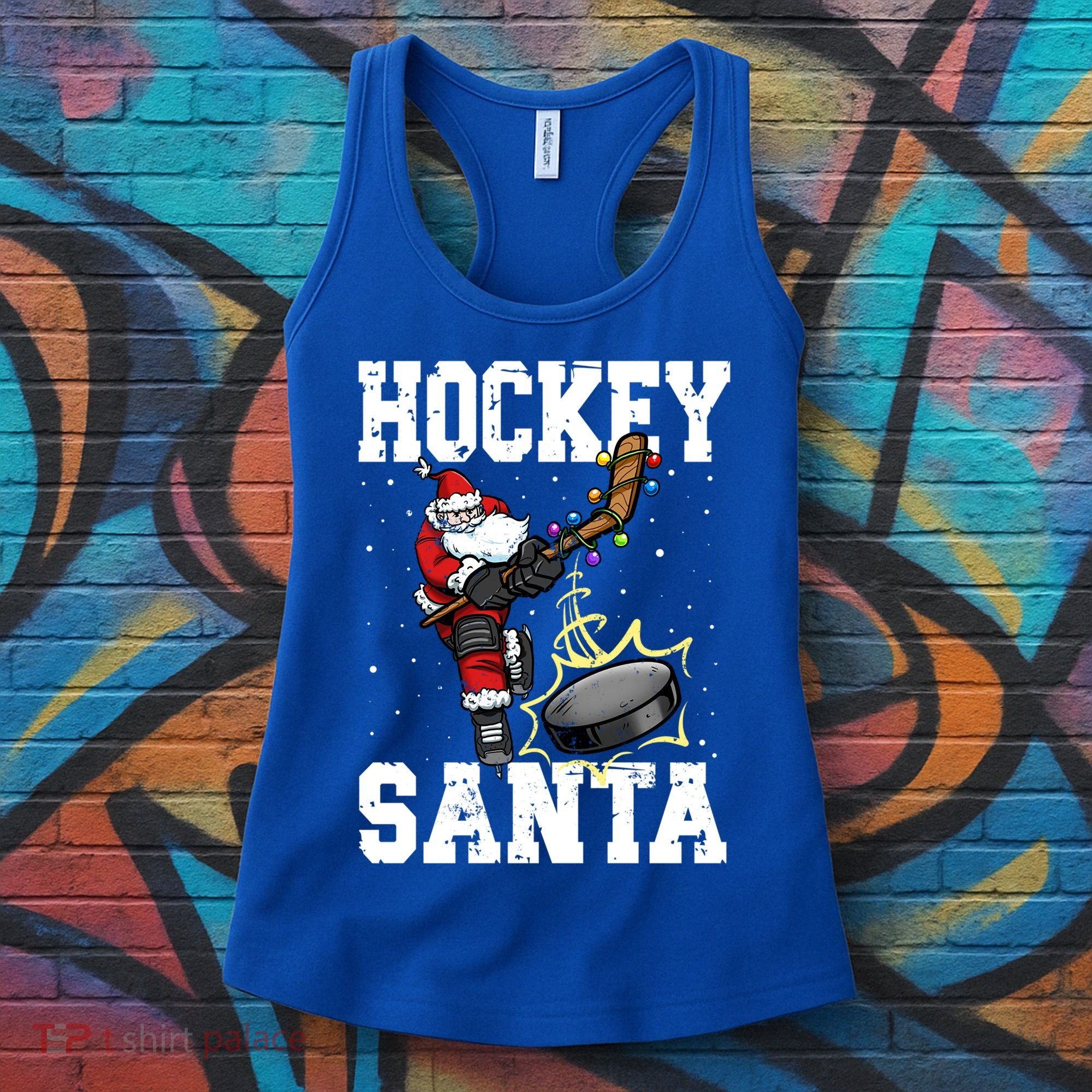 Hockey 812 Santa Hockey Player Christmas Cool Gift Women's Tank Top