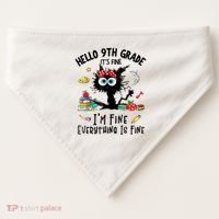 Hello 9th Grade TS.hirt Funny Ninth 9Grade Back To School USA-Made Doggie Bandana thumb 0