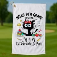Hello 9th Grade TS.hirt Funny Ninth 9Grade Back To School Golf Towel thumb 1