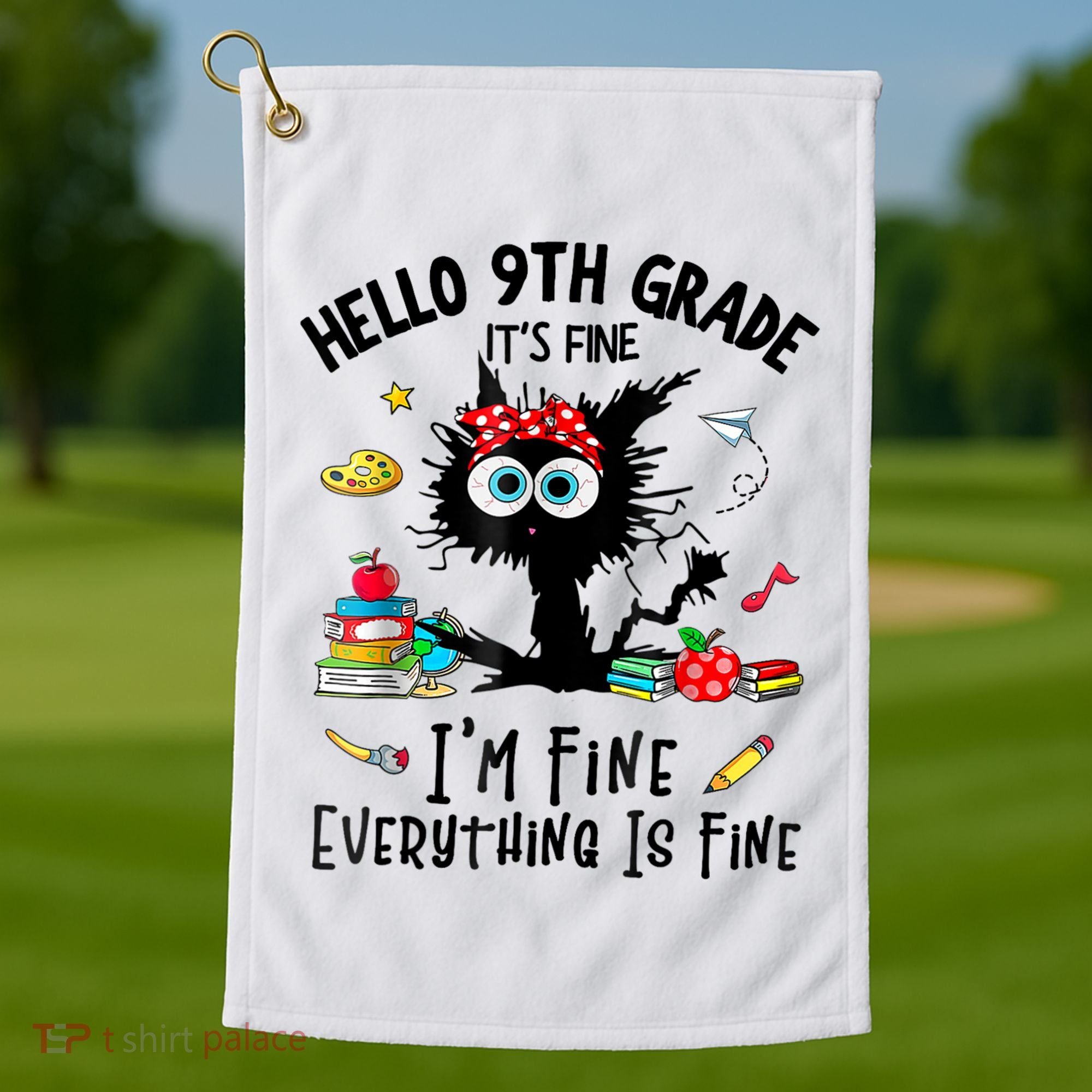 Hello 9th Grade TS.hirt Funny Ninth 9Grade Back To School Golf Towel