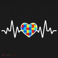 Heartbeat Autism Awareness Heart USA-Made Doggie Bandana thumb 2