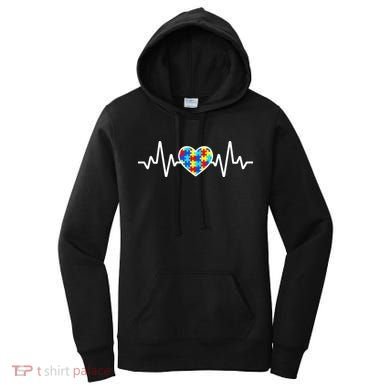 Heartbeat Autism Awareness Heart Women's Hoodie