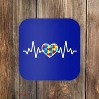Heartbeat Autism Awareness Heart Coaster thumb 0