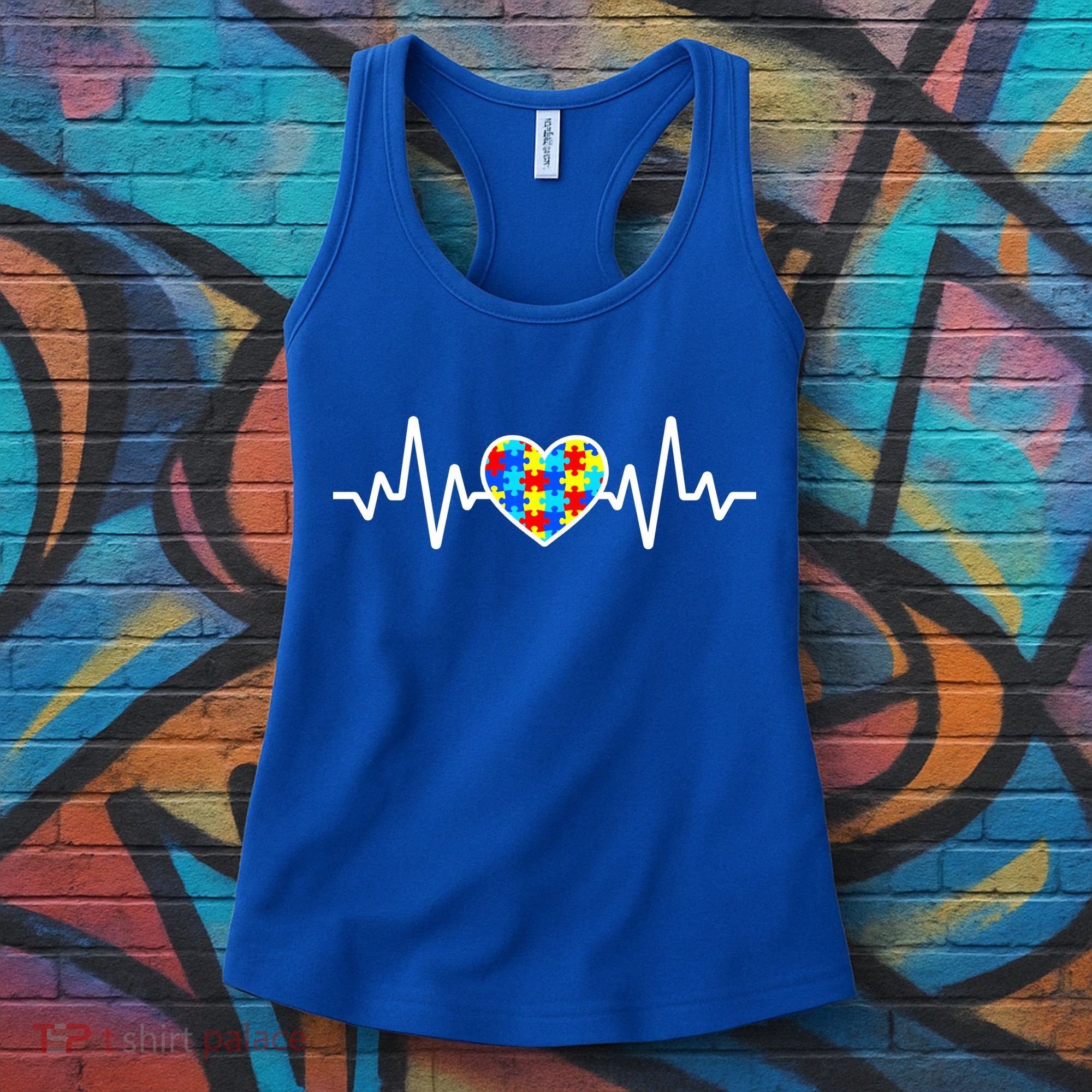 Heartbeat Autism Awareness Heart Women's Tank Top