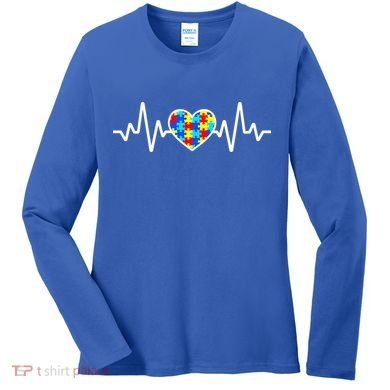 Heartbeat Autism Awareness Heart Women's Long Sleeve Shirt