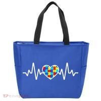 Heartbeat Autism Awareness Heart Tote Bag thumb 0