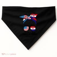 Half American And Croatian Usa Croatia Flag Gift USA-Made Doggie Bandana thumb 0