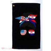 Half American And Croatian Usa Croatia Flag Gift Golf Towel thumb 0