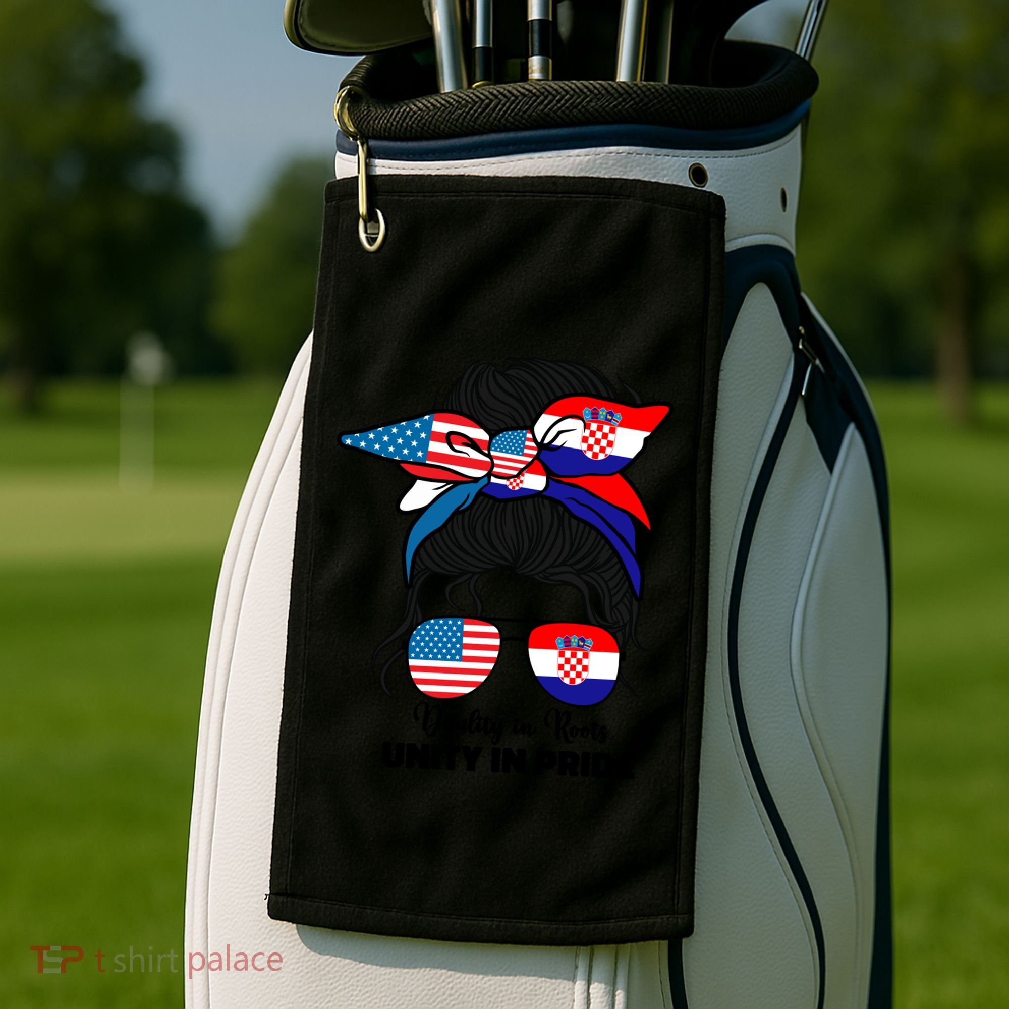 Half American And Croatian Usa Croatia Flag Gift Golf Towel