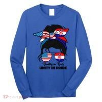 Half American And Croatian Usa Croatia Flag Gift Long Sleeve Shirt thumb 0