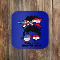 Half American And Croatian Usa Croatia Flag Gift Coaster thumb 0