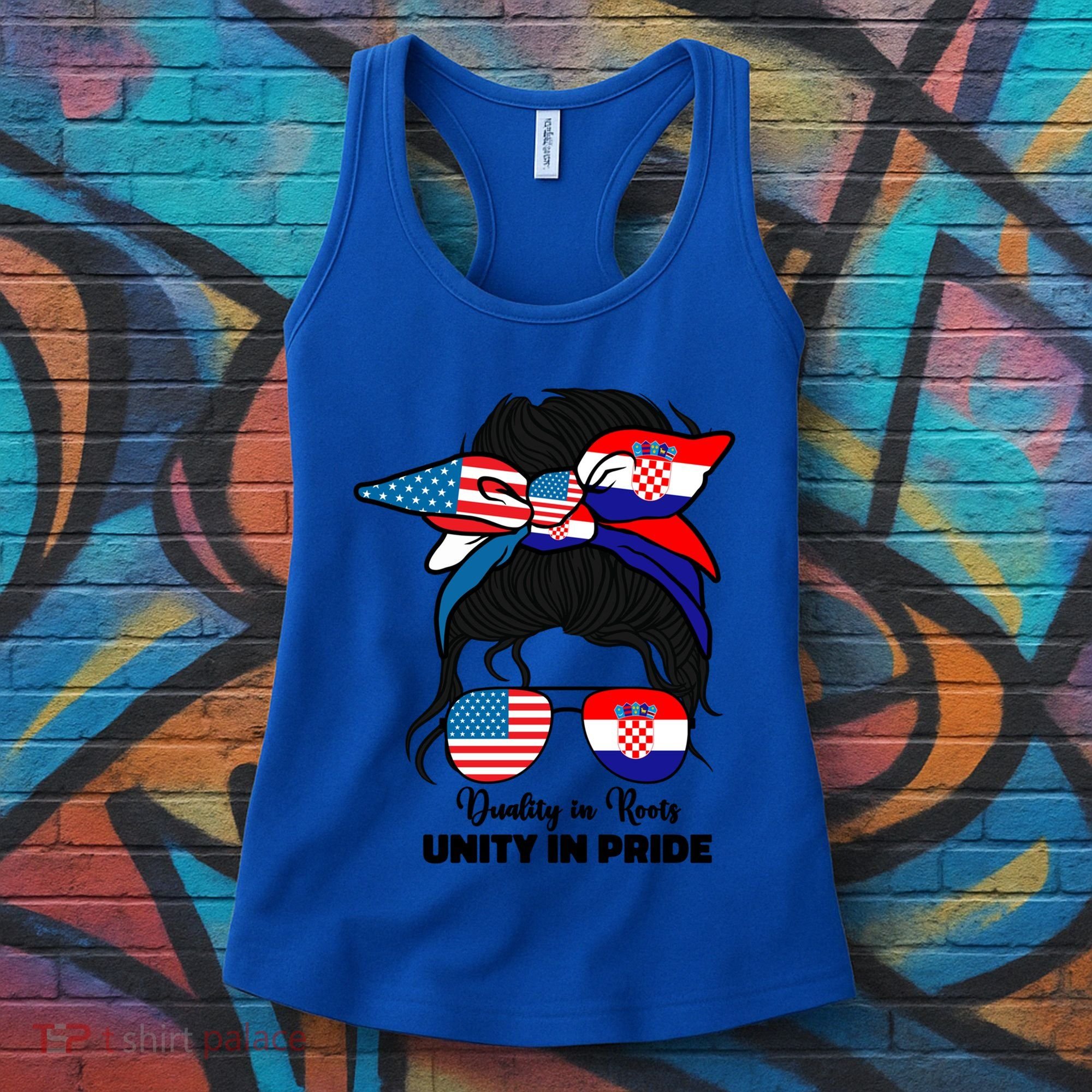 Half American And Croatian Usa Croatia Flag Gift Women's Tank Top