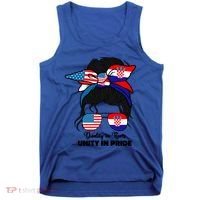 Half American And Croatian Usa Croatia Flag Gift Tank Top thumb 0