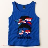 Half American And Croatian Usa Croatia Flag Gift Tank Top thumb 2