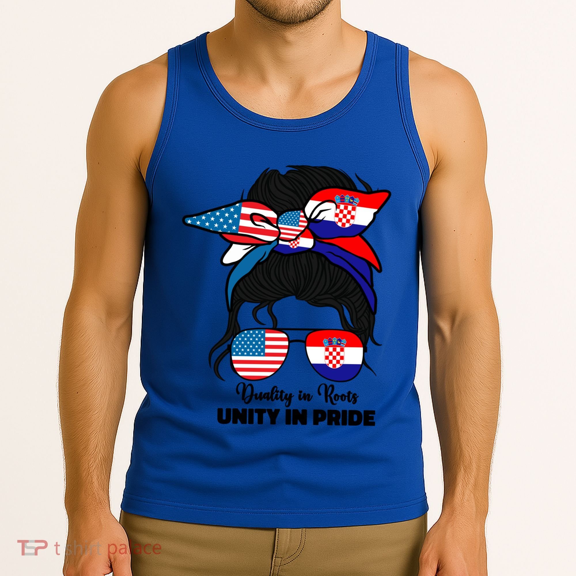 Half American And Croatian Usa Croatia Flag Gift Tank Top