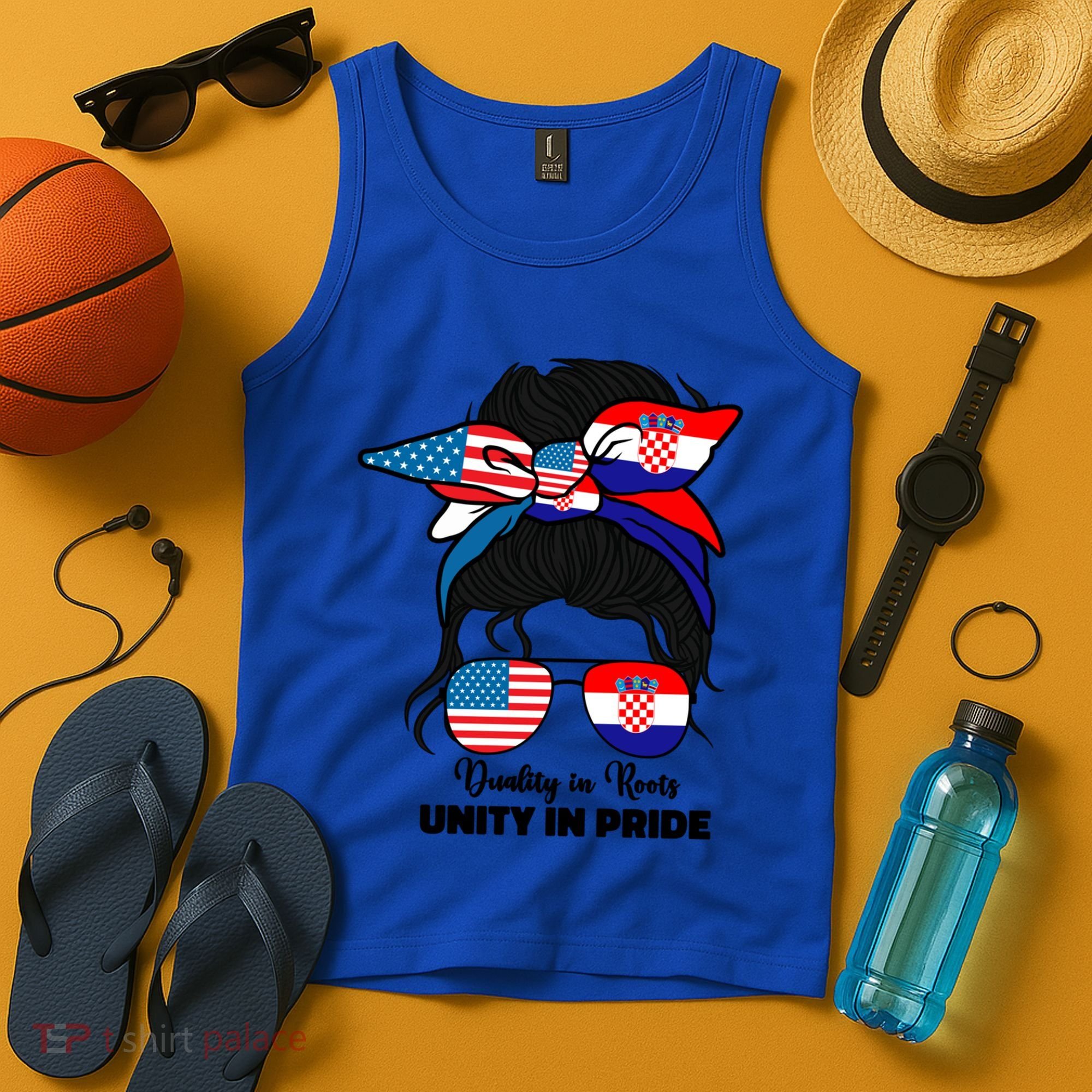Half American And Croatian Usa Croatia Flag Gift Tank Top