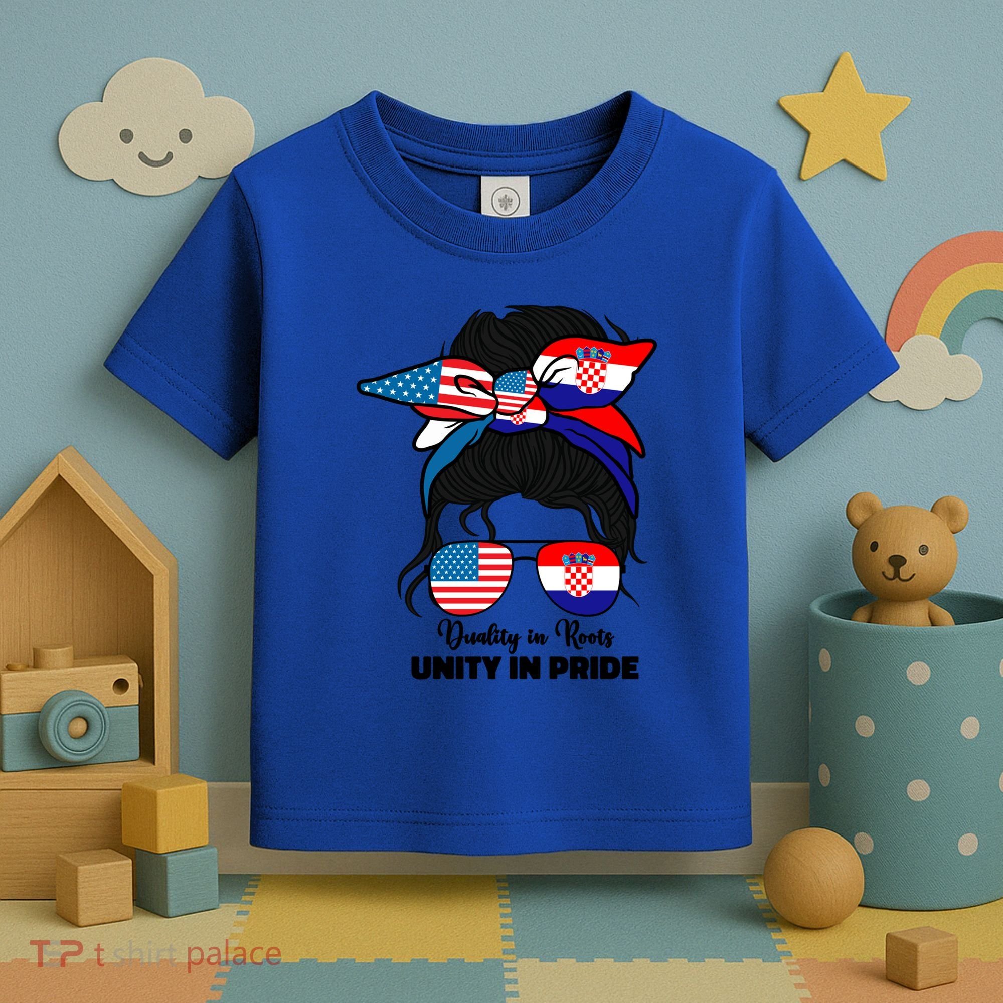 Half American And Croatian Usa Croatia Flag Gift Toddler T-Shirt
