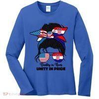 Half American And Croatian Usa Croatia Flag Gift Women's Long Sleeve Shirt thumb 0
