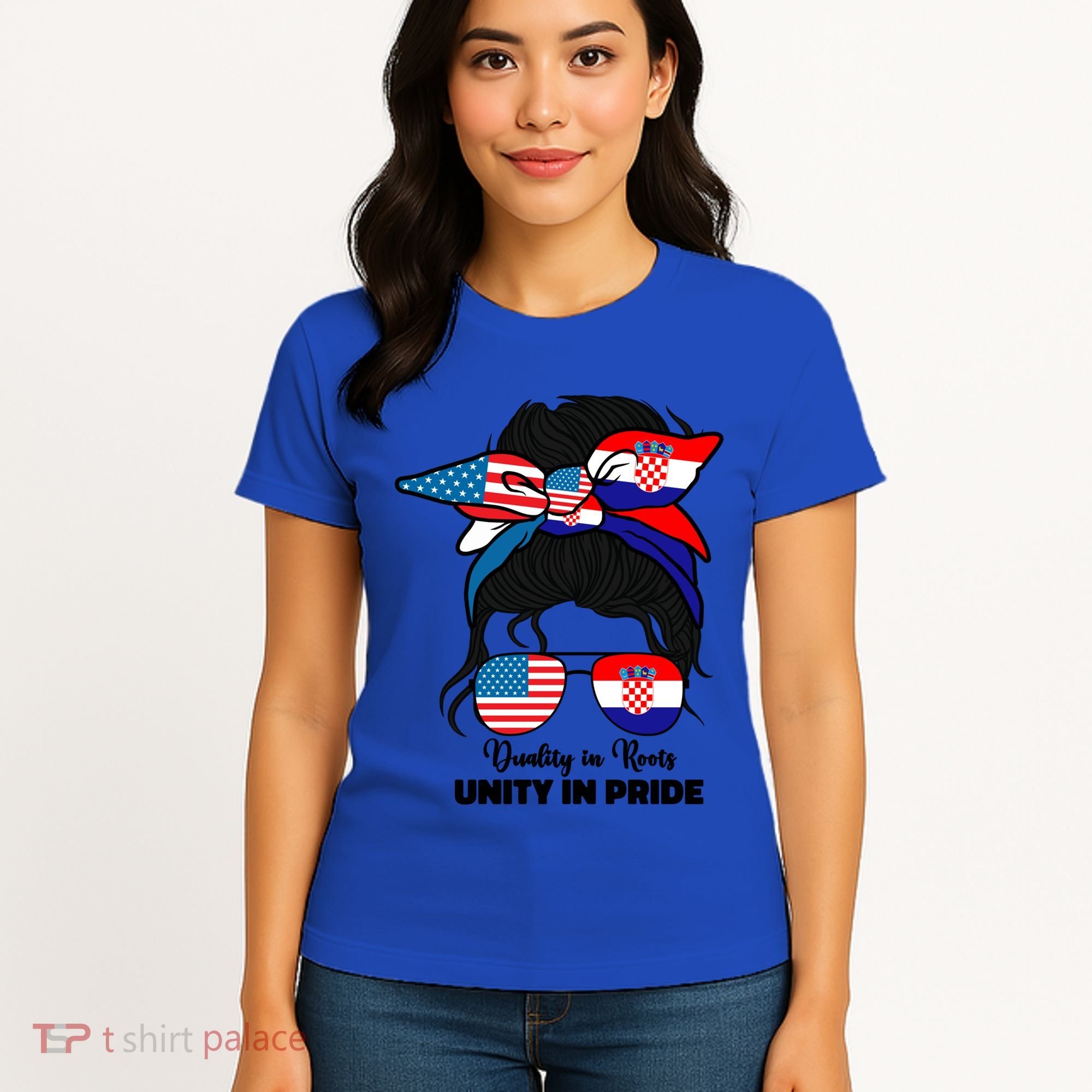 Half American And Croatian Usa Croatia Flag Gift Women's T-Shirt