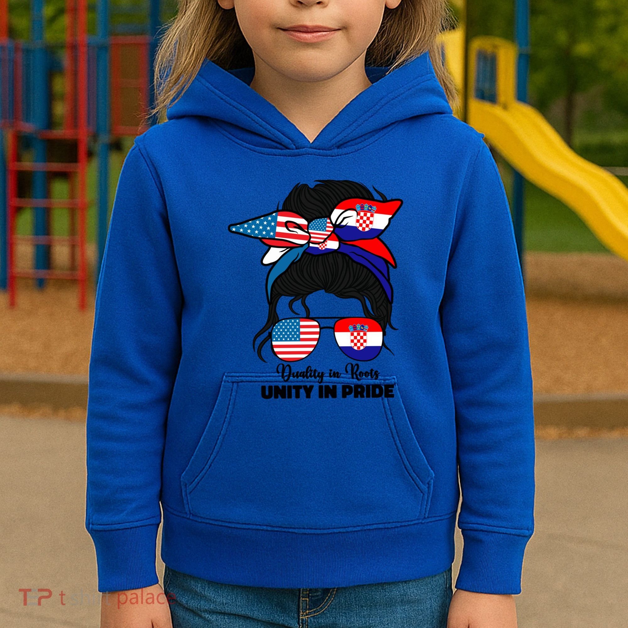 Half American And Croatian Usa Croatia Flag Gift Kids Hoodie