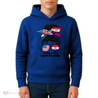 Half American And Croatian Usa Croatia Flag Gift Kids Hoodie thumb 4